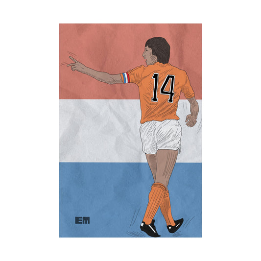Cruyff playing soccer vertical poster