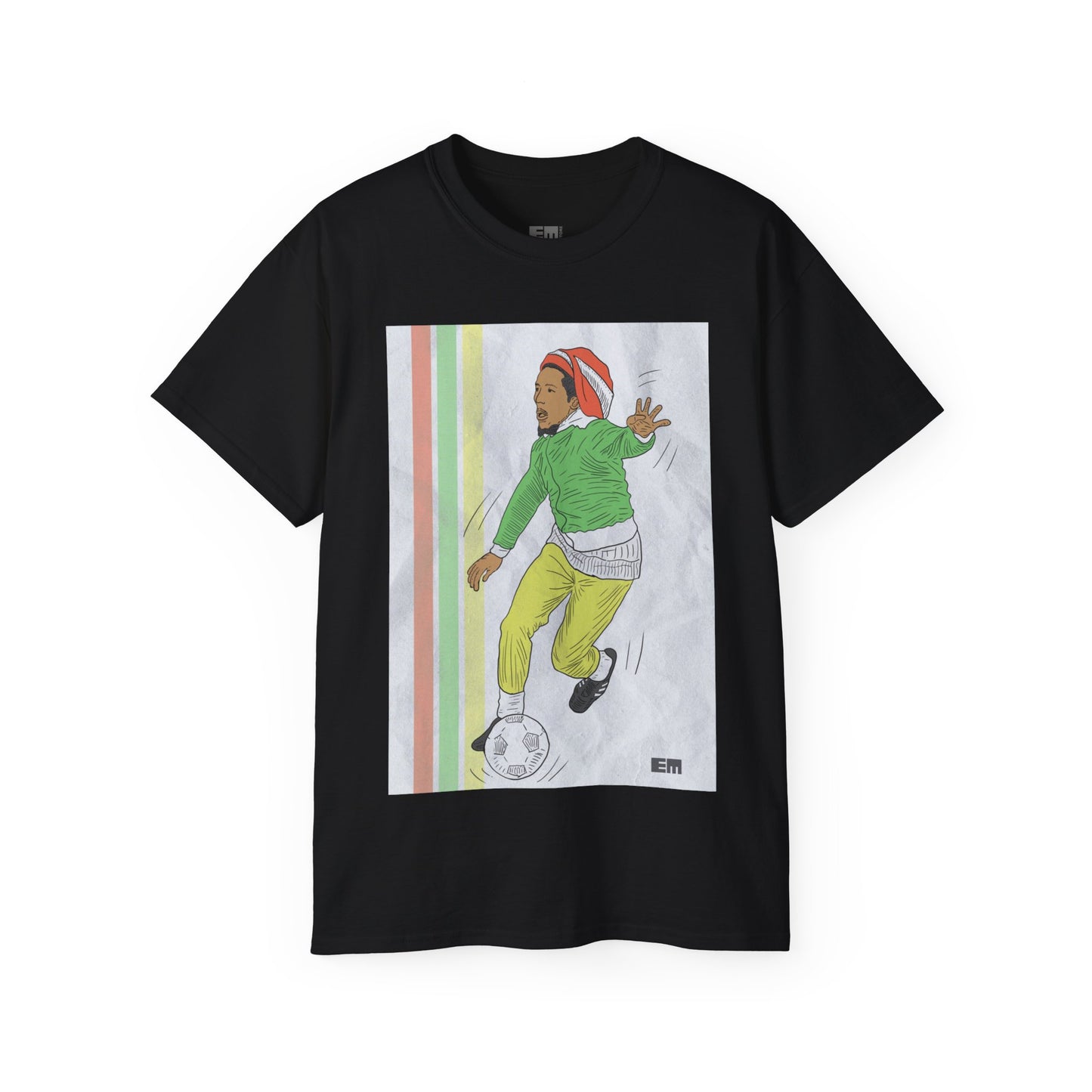 T-shirt Bob Marley playing soccer