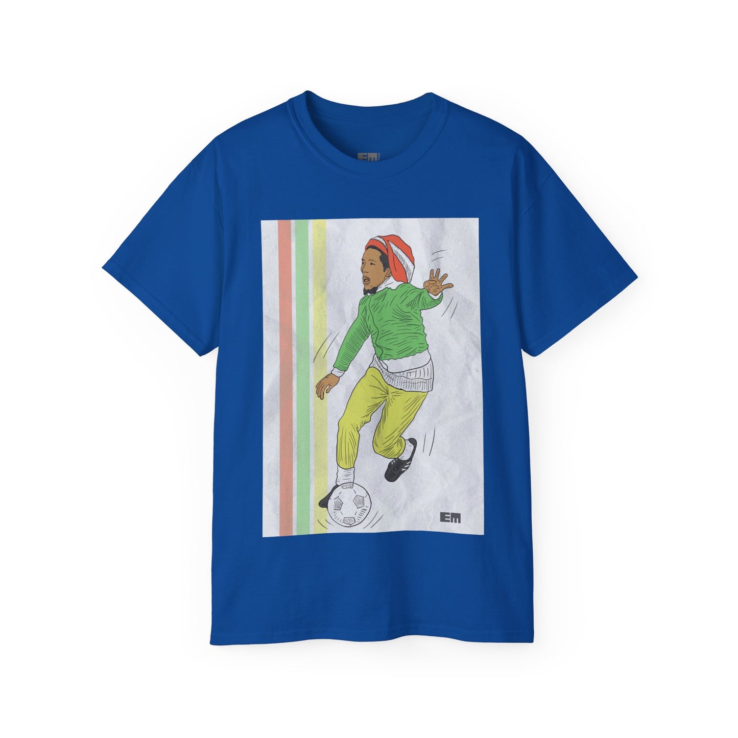 T-shirt Bob Marley playing soccer